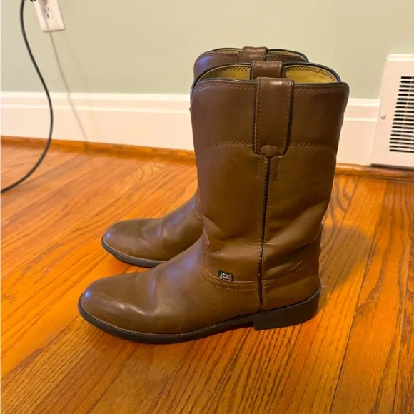 Justin Brown Leather Womens Boots - Picture 1 of 5